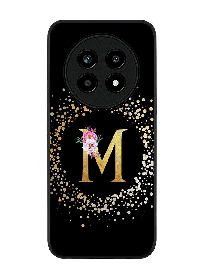 For Realme 13 Pro / 13 Pro+ Case,Slim fit Camera Protection, Shockproof Thin Phone cover  - Custom Monogram Floral - M ( Black )